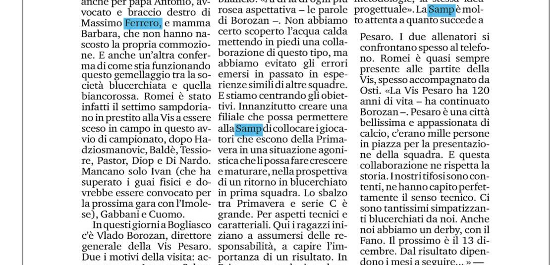 PARLANO DI NOI: UNA INTERVISTA DI VLADO BOROZAN AL SECOLO XIX PARLANO DI NOI: UNA INTERVISTA DI VLADO BOROZAN AL SECOLO XIX